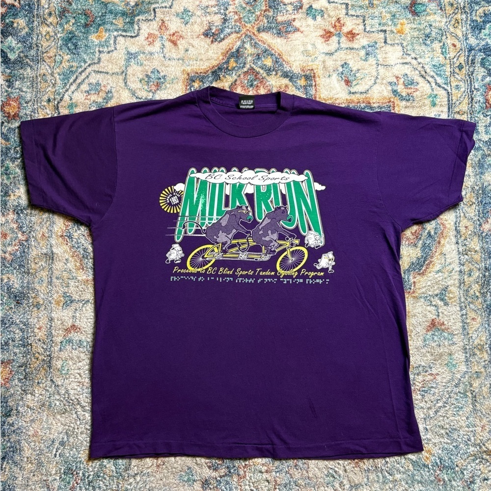 Vintage BC School Sports Milk Run T-shirt Size XXL